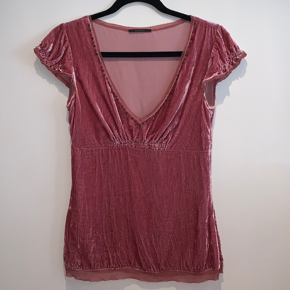 Elie Tahari V-neck Velvet Top